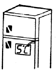 1.まず冷蔵庫の本体正面に温度計（マグネット部分）を取り付けます。